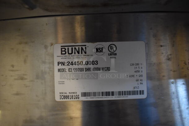 2013 Bunn IC3 Stainless Steel Commercial Countertop Iced Tea Machine w/ Beverage Holder Dispenser. 120/208 Volts, 1 Phase. 12x24x32 - Image 5 of 7