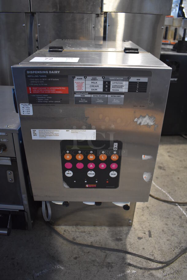 Stainless Steel Commercial Countertop Dairy Dispenser. 115 Volts, 1 Phase. 12x22x23. Tested and Powers On But Does Not Get Cold