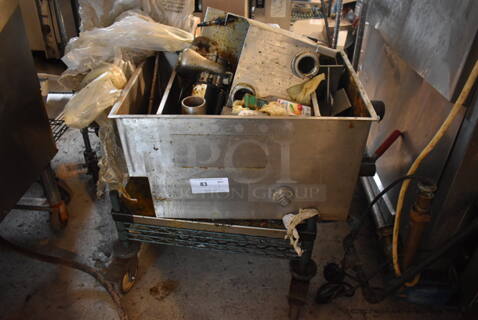 Stainless Steel Grease Trap on Dunnage Rack w/ Commercial Casters. 26x20x35