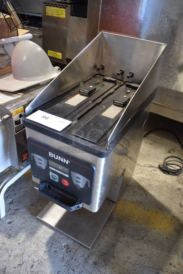 2010 Bunn MHG Stainless Steel Commercial Countertop 2 Hopper Coffee Bean Grinder. Missing Hoppers and Lids. 120 Volts, 1 Phase. 9x17x23. Tested and Working! - Image 3 of 6