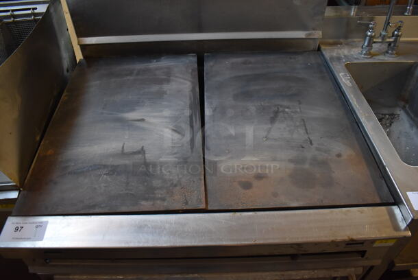 Jade Range Stainless Steel Commercial Natural Gas Powered Flat Top Griddle w/ Convection Oven and Back Splash on Commercial Casters. 36x36x48 - Image 2 of 7