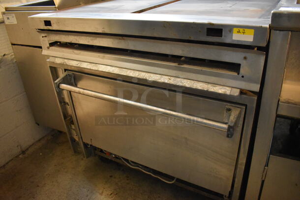Jade Range Stainless Steel Commercial Natural Gas Powered Flat Top Griddle w/ Convection Oven and Back Splash on Commercial Casters. 36x36x48 - Image 4 of 7