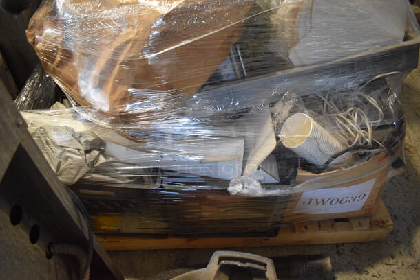 PALLET LOT OF Various Items Including Beverage Holder Dispenser, Wires and Paper Product - Image 2 of 5
