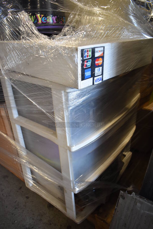 PALLET LOT OF Various Items Including White Poly 3 Drawer Cabinet, Decor and Paper Product - Image 3 of 5