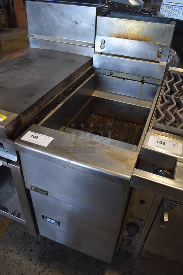 Pitco Frialator SG14 Stainless Steel Commercial Floor Style Natural Gas Powered Deep Fat Fryer on Commercial Casters. 110,000 BTU. 15.5x34x48 - Image 3 of 7