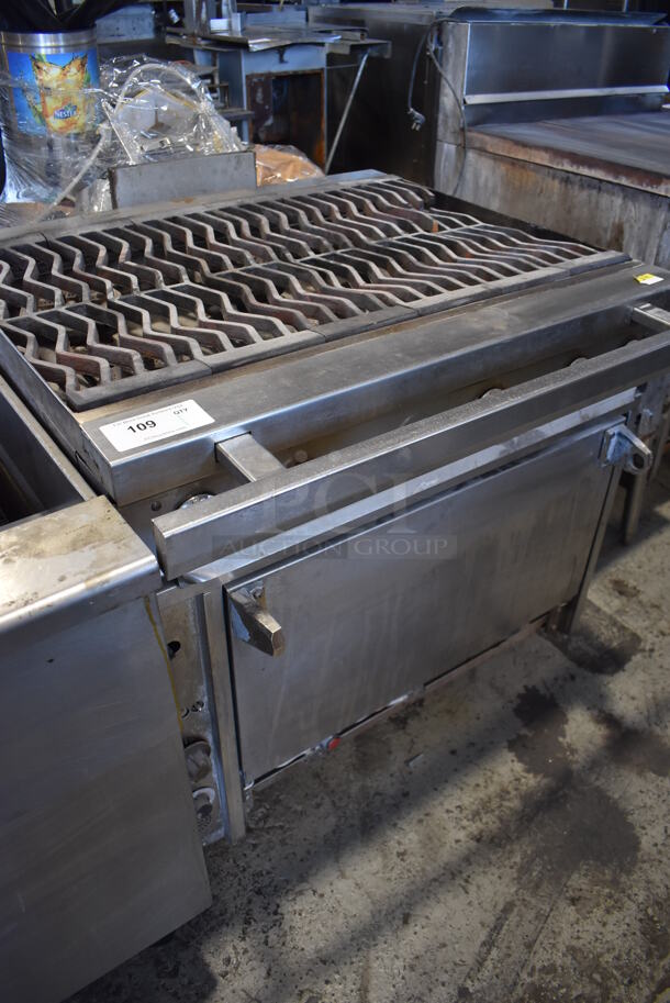 Jade Range Stainless Steel Commercial Natural Gas Powered 6 Burner Charbroiler Style Grill w/ Convection Oven on Commercial Casters. 36x40x37 - Image 6 of 7