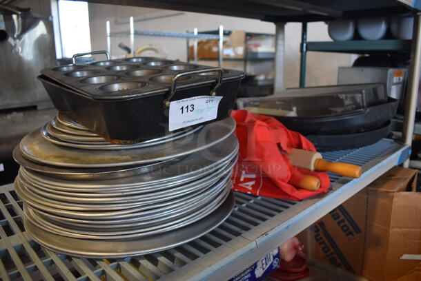 ALL ONE MONEY! Tier Lot of Various Items Including Metal Round Baking Pans and Poly Hopper - Image 5 of 5