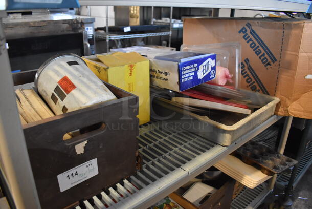 ALL ONE MONEY! Tier Lot of Various Items Including Poly Lids and Wooden Crate - Image 1 of 5