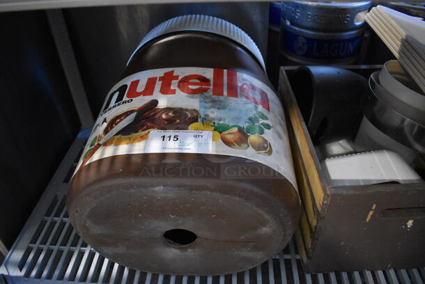 ALL ONE MONEY! Tier Lot of Various Items Including Metal Muffin Baking Pan, Poly Lid and Nutella Display Jar. - Image 4 of 5