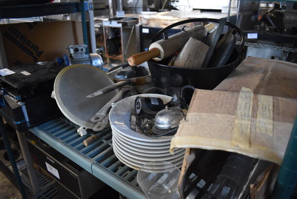 ALL ONE MONEY! Tier Lot of Various Items Including Ceramic Pasta Plates, Motor and Metal Skillets - Image 5 of 5