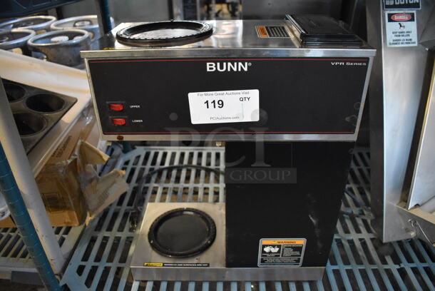 2015 Bunn VPR Stainless Steel Commercial Countertop 2 Burner Coffee Machine. 120 Volts, 1 Phase. 16x8x20