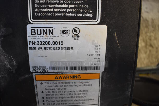 2015 Bunn VPR Stainless Steel Commercial Countertop 2 Burner Coffee Machine. 120 Volts, 1 Phase. 16x8x20 - Image 4 of 5