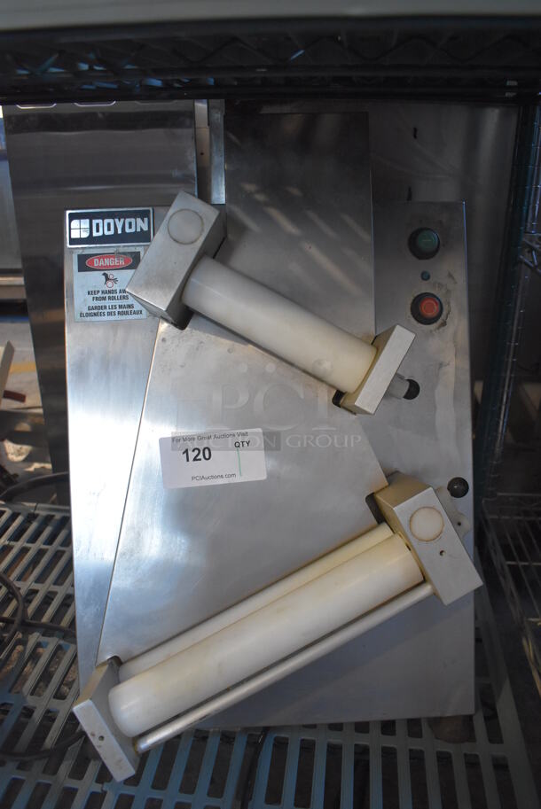 Doyon Stainless Steel Commercial Countertop Dough Sheeter. 115 Volts, 1 Phase. 17x19x26. Tested and Working! - Image 1 of 5
