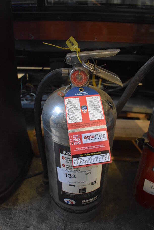 Badger Wet Chemical Fire Extinguisher. 9x8x20. Buyer Must Pick Up - We Will Not Ship This Item. 
