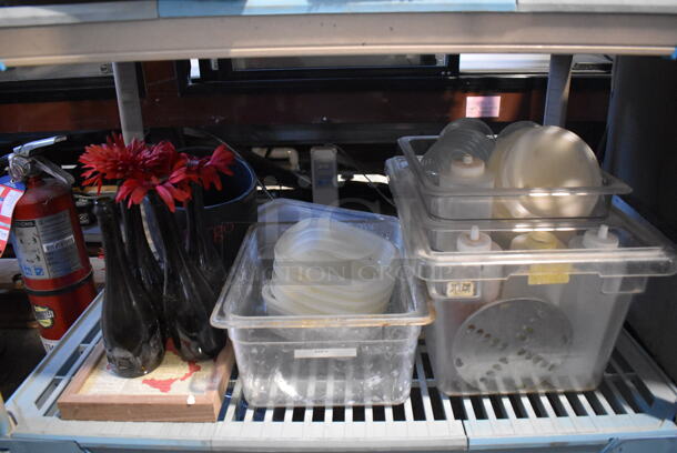 ALL ONE MONEY! Lot of 4 Tiers Worth of Various Items Including Fake Flowers, Jars, Poly Lids. Does Not Include Shelving Unit - Image 2 of 6