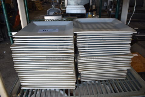 ALL ONE MONEY! Tier Lot of Approximately 50 White Ceramic Square Plates. 10x10x1