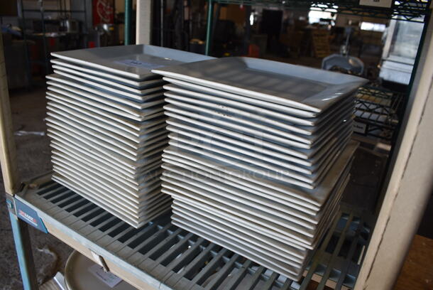 ALL ONE MONEY! Tier Lot of Approximately 50 White Ceramic Square Plates. 10x10x1 - Image 2 of 4