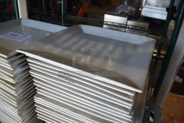 ALL ONE MONEY! Tier Lot of Approximately 50 White Ceramic Square Plates. 10x10x1 - Image 3 of 4