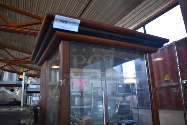Wooden Display Cabinet. See Pictures for Glass Damage. 28x28x74 - Image 2 of 5