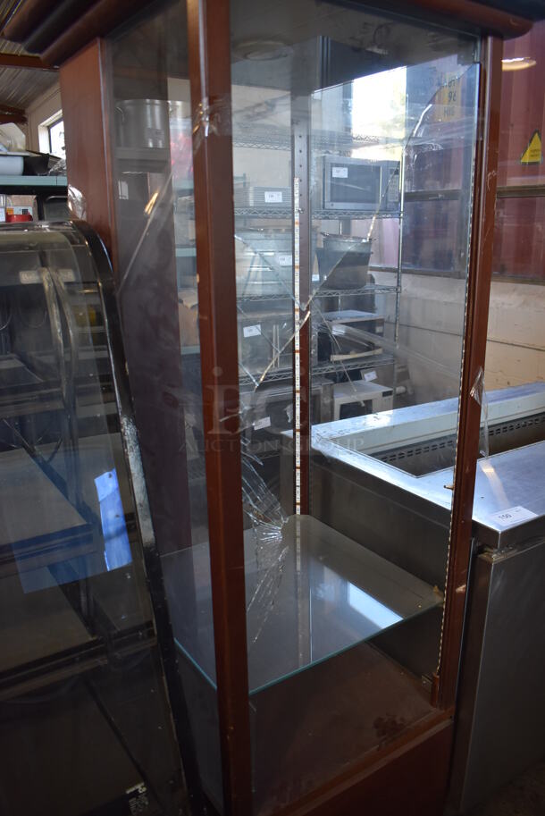 Wooden Display Cabinet. See Pictures for Glass Damage. 28x28x74 - Image 3 of 5