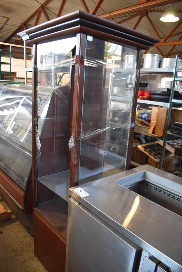 Wooden Display Cabinet. See Pictures for Glass Damage. 28x28x74 - Image 4 of 5
