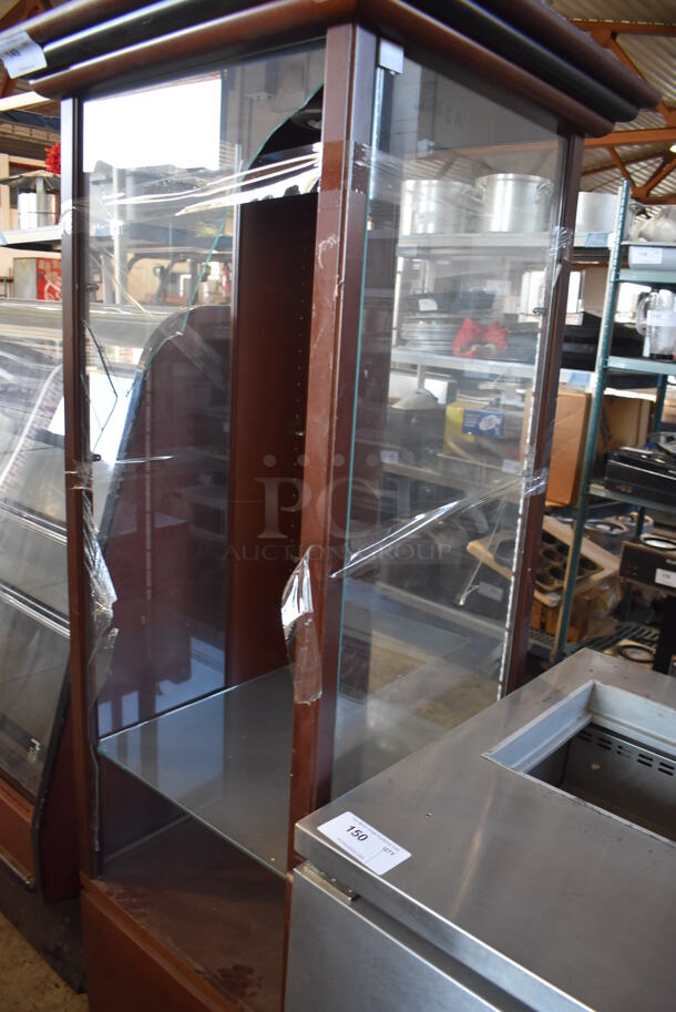 Wooden Display Cabinet. See Pictures for Glass Damage. 28x28x74 - Image 5 of 5