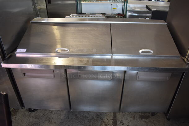 Norlake SMP72-30 Stainless Steel Commercial Sandwich Salad Prep Table Bain Marie Mega Top on Commercial Casters. 115 Volts, 1 Phase. 73x34x47. Tested and Powers On But Does Not Get Cold