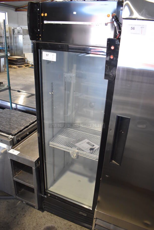 BRAND NEW SCRATCH AND DENT! KoolMore MDR-1GD-13C Metal Commercial Single Door Reach In Cooler Merchandiser w/ Poly Coated Racks. 115 Volts, 1 Phase. 23x24x77. Cannot Test Due To Missing Power Cord