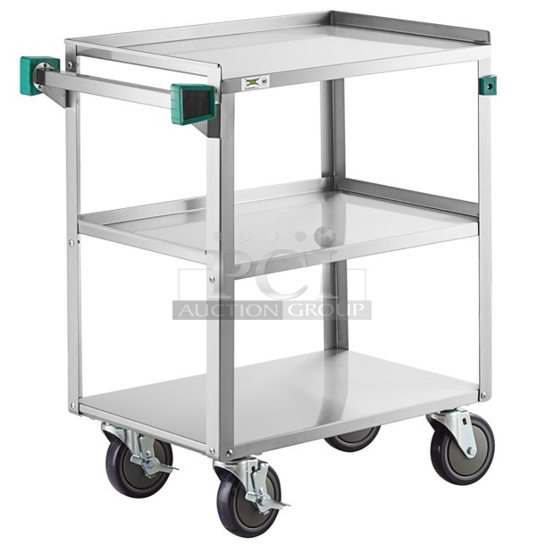BRAND NEW IN BOX! Regency 600CT1627KD 16" x 27" Three Shelf 20 Gauge 430 Stainless Steel Utility Cart - Image 1 of 3