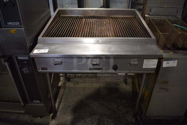 Vulcan IRX Stainless Steel Commercial Natural Gas Powered Charbroiler Grill on Metal Legs w/ Commercial Casters. 36x35x40