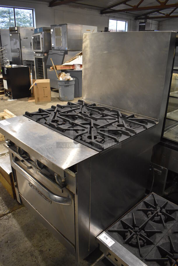 Southbend P32A-XX Stainless Steel Commercial Natural Gas Powered 4 Burner Range w/ Convection Oven and Back Splash on Commercial Casters. 45,000 BTU. 32x38x60.5 - Image 4 of 8