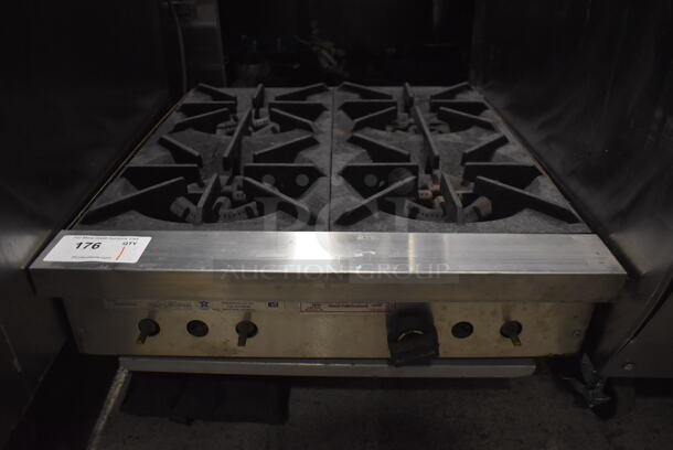 Rankin-Delux RDHP-424 Stainless Steel Commercial Countertop Natural Gas Powered 4 Burner Range. 20,000 BTU. 24x27x11 - Image 1 of 5