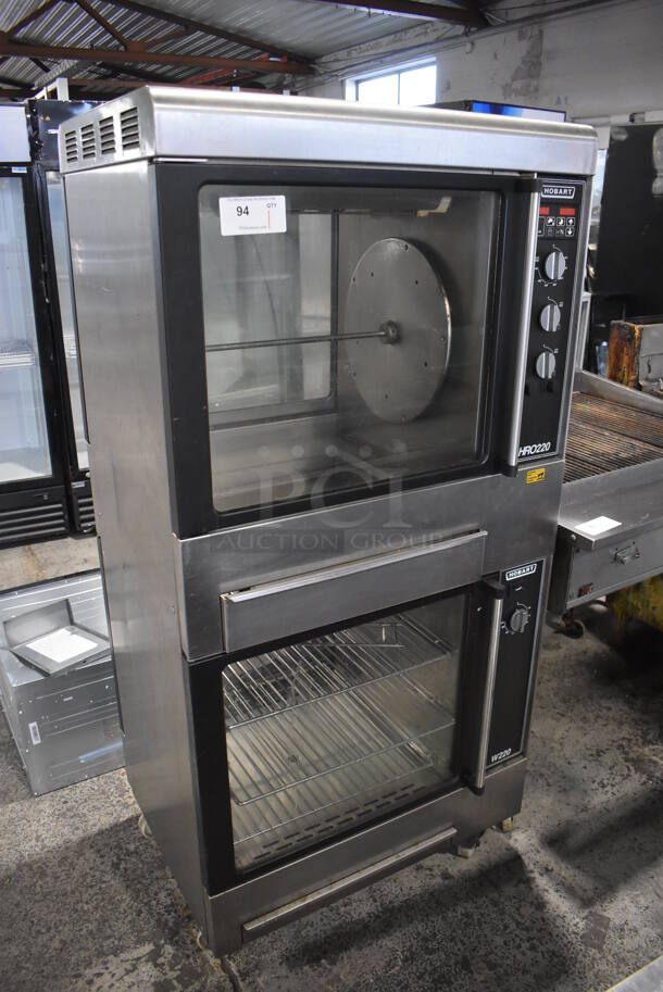 Hobart HRO 220 Stainless Steel Commercial Electric Powered Rotisserie Oven on W220 Holding Oven on Commercial Casters. 208 Volts, 1/3 Phase. 33x25x67