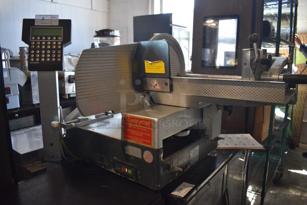 Bizerba A 404 US Stainless Steel Commercial Countertop Meat Slicer Stacker. 120 Volts, 1 Phase. Goes GREAT w/ Lot 47! 37.5x25x27. Tested and Working! - Image 1 of 6