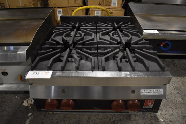 Wolf Regency Stainless Steel Commercial Countertop Natural Gas Powered 4 Burner Range. 24x32x10