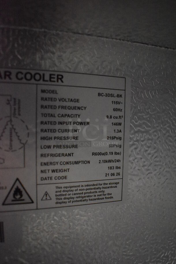 BRAND NEW SCRATCH AND DENT! KoolMore BC-3DSL-BK Metal Commercial Undercounter 3 Door Back Bar Cooler Merchandiser. 115 Volts, 1 Phase. 54x20x36. Cannot Test Due To Missing Power Cord - Image 7 of 8