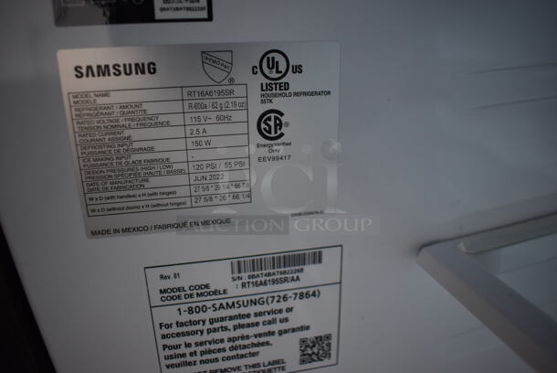 BRAND NEW SCRATCH AND DENT! Samsung RT16A6195SR Stainless Steel Cooler Freezer. 115 Volts, 1 Phase. 28x28x67. Tested and Working! - Image 8 of 8