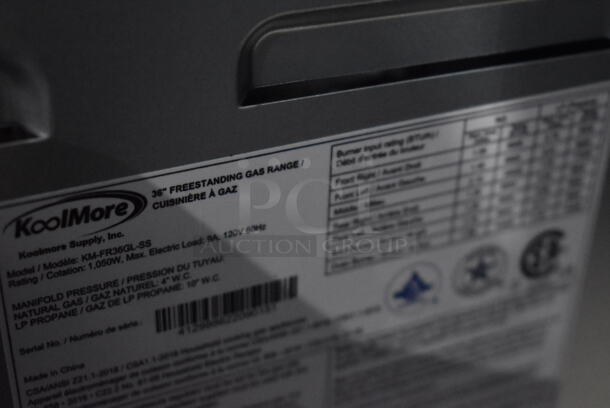 BRAND NEW SCRATCH AND DENT! KoolMore KM-FR36GL-SS Stainless Steel Commercial Gas Powered 5 Burner Range w/ Oven. 35x22x30 - Image 8 of 9