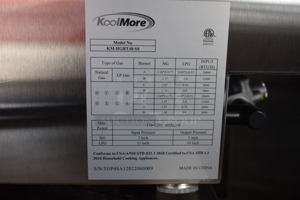 BRAND NEW SCRATCH AND DENT! KoolMore KM-HGRT48-SS Stainless Steel Commercial Countertop Gas Powered 8 Burner Range. 48x26x8 - Image 3 of 5