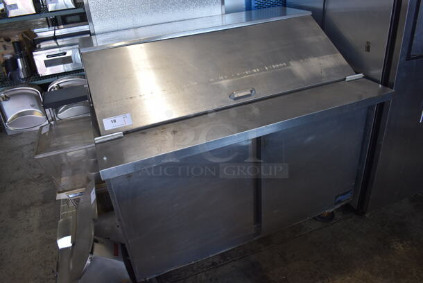Beverage Air SPE48-18M Stainless Steel Commercial Sandwich Salad Prep Table Bain Marie Mega Top on Commercial Casters. 115 Volts, 1 Phase. 48x34x46. Tested and Powers On But Does Not Get Cold - Image 2 of 7