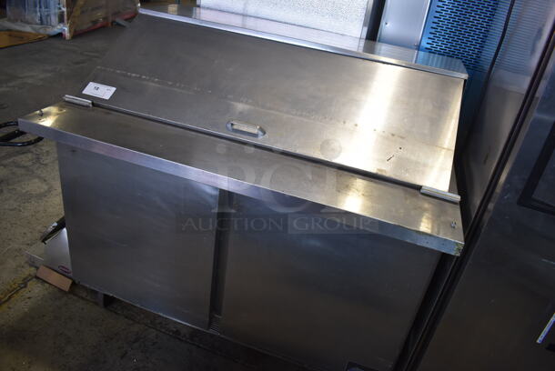 Beverage Air SPE48-18M Stainless Steel Commercial Sandwich Salad Prep Table Bain Marie Mega Top on Commercial Casters. 115 Volts, 1 Phase. 48x34x46. Tested and Powers On But Does Not Get Cold - Image 3 of 7