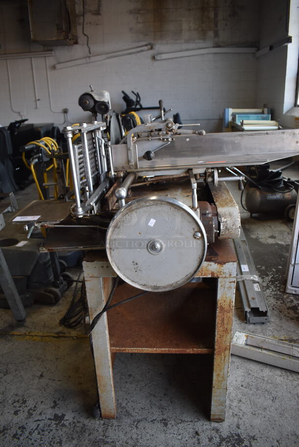 150/D Metal Commercial Floor Style Meat Slicer Stacker. 115 Volts, 1 Phase. 53x33x58. Tested and Powers On But Parts Do Not Move - Image 2 of 10