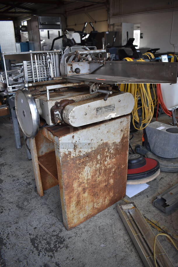 150/D Metal Commercial Floor Style Meat Slicer Stacker. 115 Volts, 1 Phase. 53x33x58. Tested and Powers On But Parts Do Not Move - Image 5 of 10