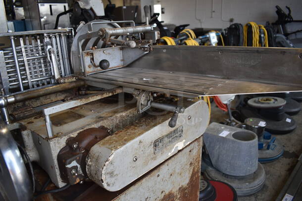 150/D Metal Commercial Floor Style Meat Slicer Stacker. 115 Volts, 1 Phase. 53x33x58. Tested and Powers On But Parts Do Not Move - Image 8 of 10