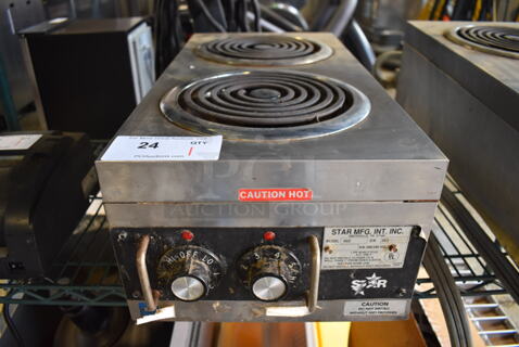 Star 502 Stainless Steel Commercial Countertop Electric Powered 2 Burner Range. 208/240 Volts, 1 Phase. 12x24x7.5