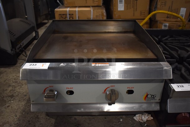 CPG 351GMCPG24NL Stainless Steel Commercial Countertop Natural Gas Powered Flat Top Griddle. 60,000 BTU. 24x30x14