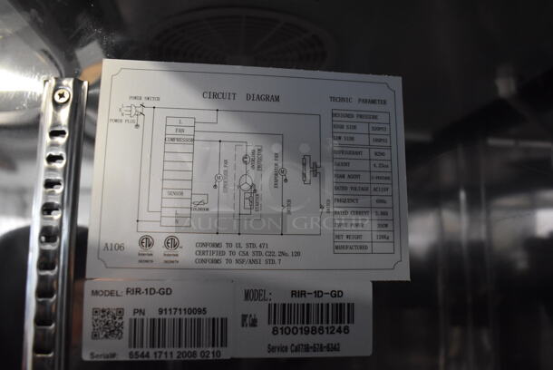 BRAND NEW SCRATCH AND DENT! KoolMore RIR-1D-GD Stainless Steel Commercial Single Door Reach In Cooler Merchandiser w/ Poly Coated Racks on Commercial Casters. 115 Volts, 1 Phase. 29x32x83. Tested and Working! - Image 5 of 7