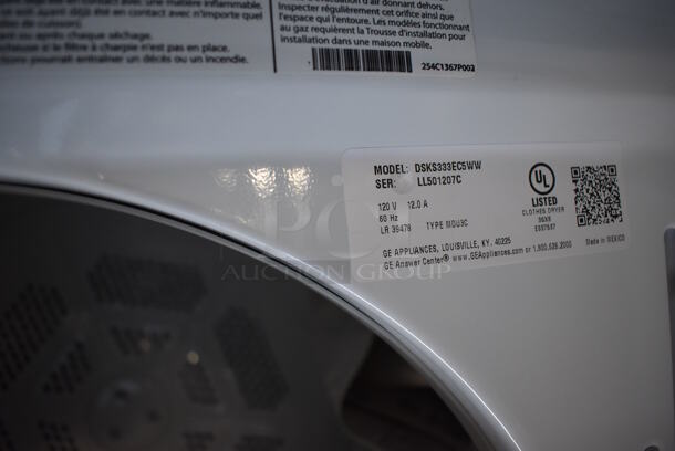 General Electric GE DSKS333EC5WW Spacemaker Metal Front Load Dryer. 120 Volts, 1 Phase. 24x22x33 - Image 6 of 7