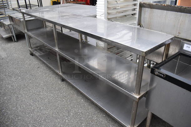 Stainless Steel Table w/ 2 Under Shelves. 103x18x37
