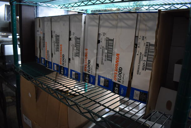 6 Boxes of 9 BRAND NEW Sylvania Flood Lightbulbs. One Box is Missing 2 Bulbs. 6 Times Your Bid! - Image 3 of 5